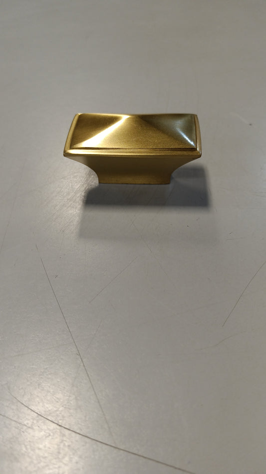 Levitt Solid Brass Rectangular Cabinet Knob - Satin Brass